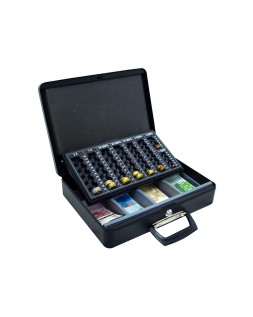 Caja caudales q-connect 14,5" 370x290x110 mm con portamonedas y bandeja para billetes