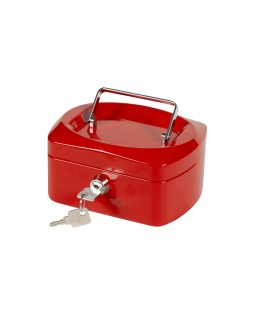 Caja caudales q-connect 6" 152x115x80 mm roja con portamonedas
