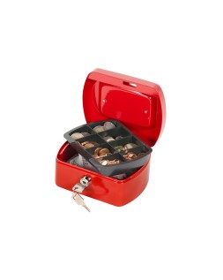 Caja caudales q-connect 6" 152x115x80 mm roja con portamonedas