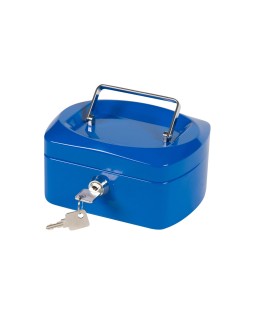 Caja caudales q-connect 6" 152x115x80 mm azul con portamonedas
