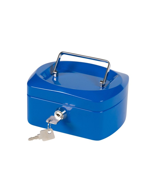 Caja caudales q-connect 6" 152x115x80 mm azul con portamonedas