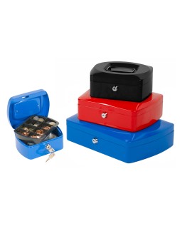 Caja caudales q-connect 6" 152x115x80 mm azul con portamonedas