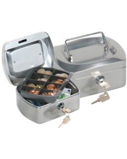 Caja caudales q-connect 6" 152x115x80 mm plata con portamonedas