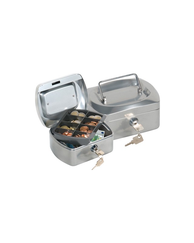 Caja caudales q-connect 6" 152x115x80 mm plata con portamonedas
