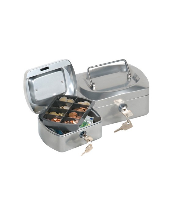 Caja caudales q-connect 6" 152x115x80 mm plata con portamonedas