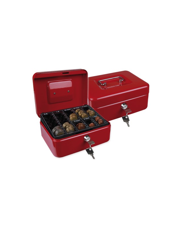 Caja caudales q-connect 8" 200x160x90 mm roja con portamonedas
