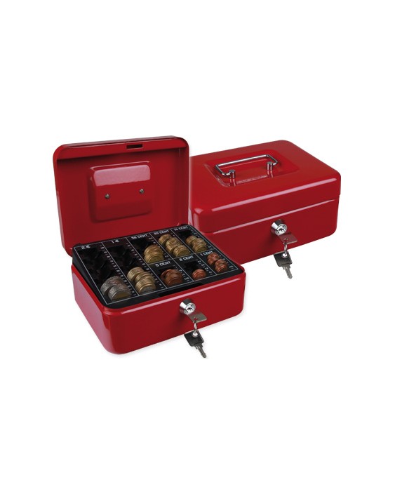 Caja caudales q-connect 8" 200x160x90 mm roja con portamonedas