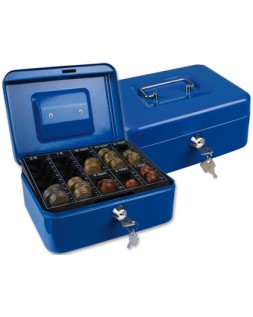 Caja caudales q-connect 8" 200x160x90 mm azul con portamonedas