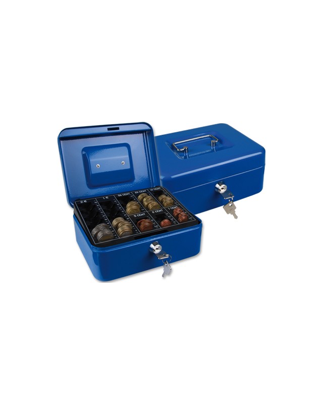 Caja caudales q-connect 8" 200x160x90 mm azul con portamonedas