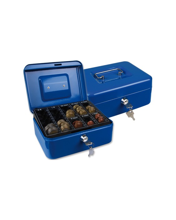 Caja caudales q-connect 8" 200x160x90 mm azul con portamonedas