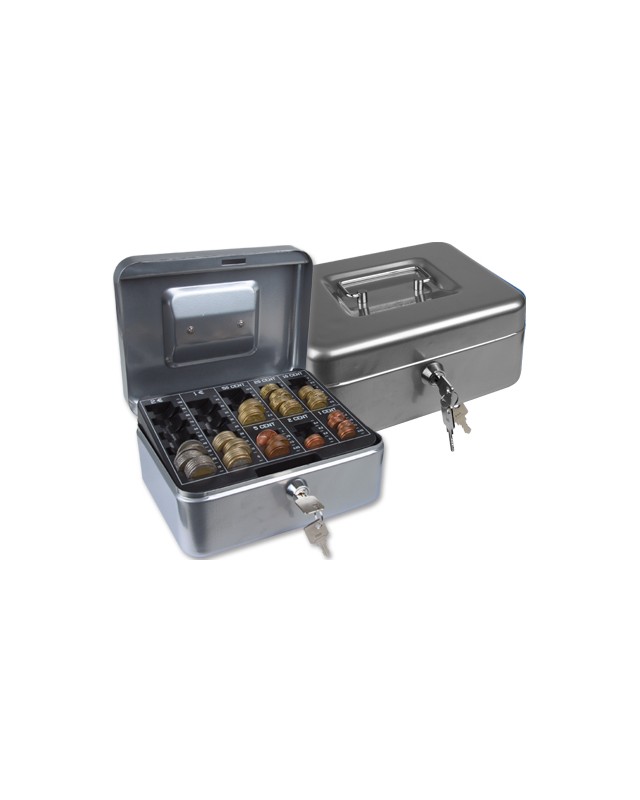 Caja caudales q-connect 8" 200x160x90 mm plata con portamonedas