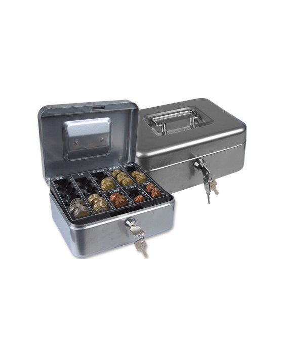 Caja caudales q-connect 8" 200x160x90 mm plata con portamonedas