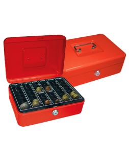 Caja caudales q-connect 10" 250x180x90 mm roja con portamonedas