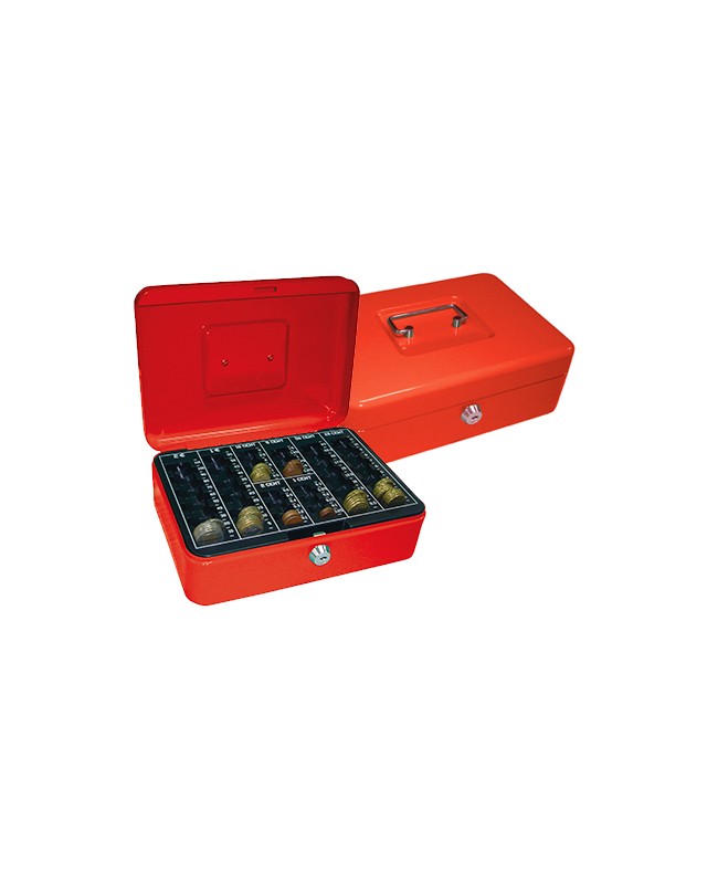 Caja caudales q-connect 10" 250x180x90 mm roja con portamonedas