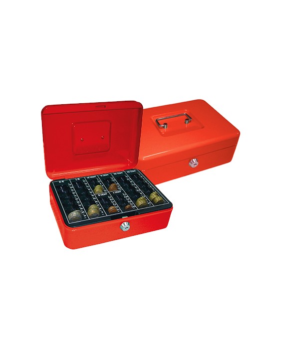 Caja caudales q-connect 10" 250x180x90 mm roja con portamonedas