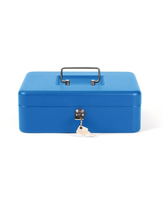 Caja caudales q-connect 10" 250x180x90 mm azul con portamonedas