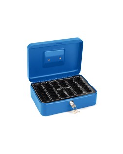 Caja caudales q-connect 10" 250x180x90 mm azul con portamonedas