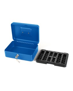Caja caudales q-connect 10" 250x180x90 mm azul con portamonedas
