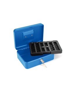 Caja caudales q-connect 10" 250x180x90 mm azul con portamonedas