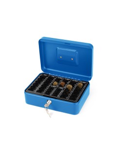 Caja caudales q-connect 10" 250x180x90 mm azul con portamonedas