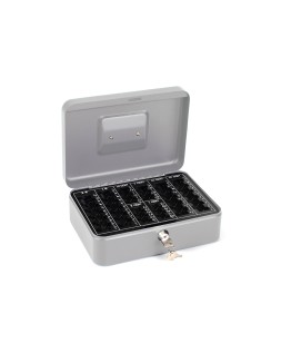 Caja caudales q-connect 10" 250x180x90 mm plata con portamonedas