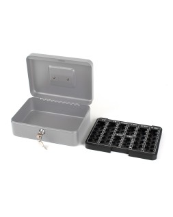 Caja caudales q-connect 10" 250x180x90 mm plata con portamonedas