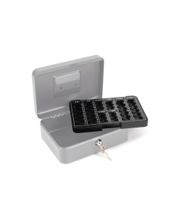 Caja caudales q-connect 10" 250x180x90 mm plata con portamonedas