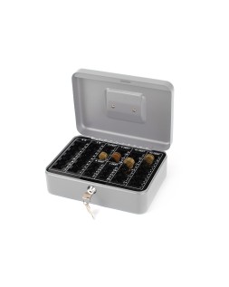 Caja caudales q-connect 10" 250x180x90 mm plata con portamonedas