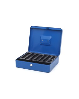 Caja caudales q-connect 12" 300x240x90 mm azul con portamonedas