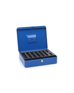 Caja caudales q-connect 12" 300x240x90 mm azul con portamonedas