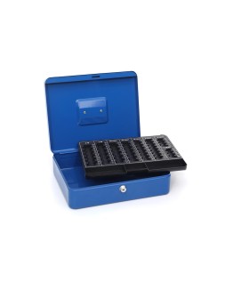 Caja caudales q-connect 12" 300x240x90 mm azul con portamonedas
