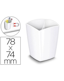 Cubilete portalapices cep blanco opaco plastico magnetico 78x74x95 mm