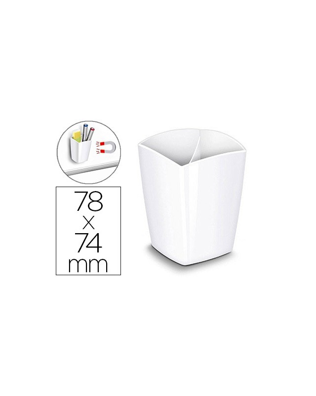 Cubilete portalapices cep blanco opaco plastico magnetico 78x74x95 mm