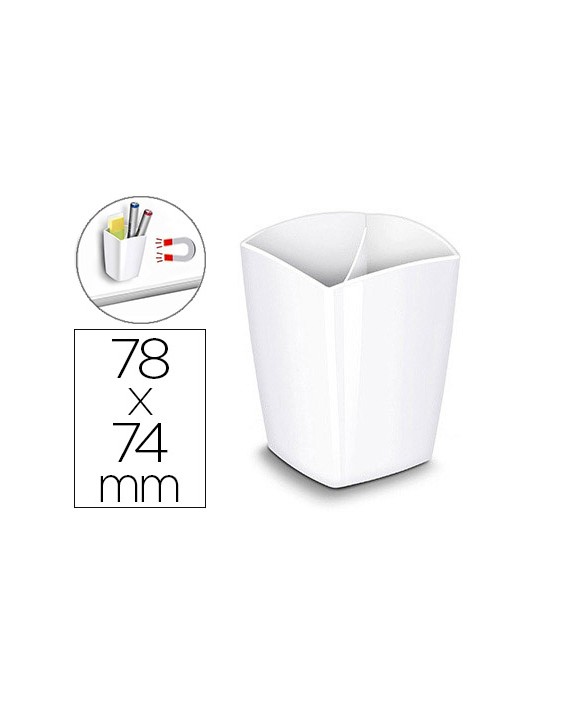 Cubilete portalapices cep blanco opaco plastico magnetico 78x74x95 mm
