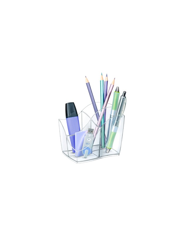 Cubilete portalapices cep gama ellypse plastico transparente 118x89x98 mm