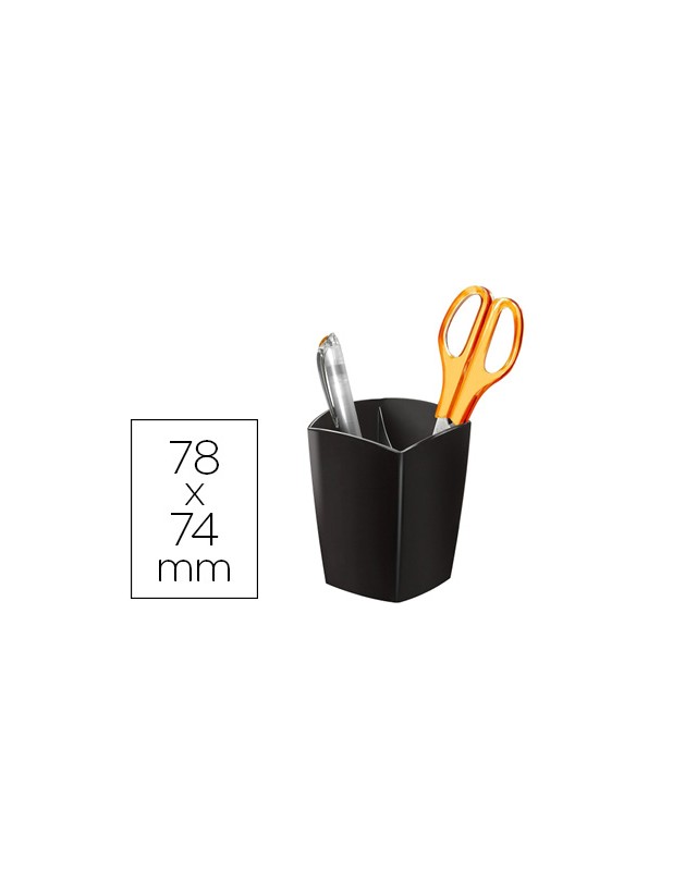 Cubilete portalapices cep negro opaco plastico magnetico 78x74x95 mm