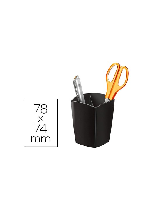 Cubilete portalapices cep negro opaco plastico magnetico 78x74x95 mm
