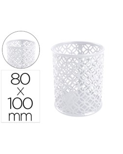 Cubilete portalapices q-connect blanco metal redondo diametro 80 mm alto 100 mm