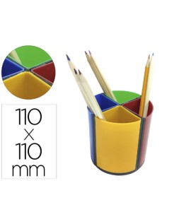 Cubilete portalapices q-connect 4 colores opacos plastico giratorio diametro 110 mm alto 110 mm