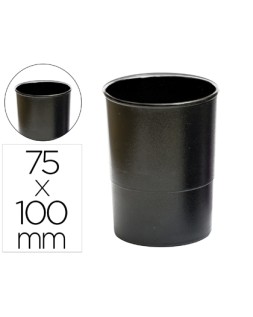 Cubilete portalapices q-connect negro opaco plastico 100% reciclado redondo diametro 75 mm alto 100 mm