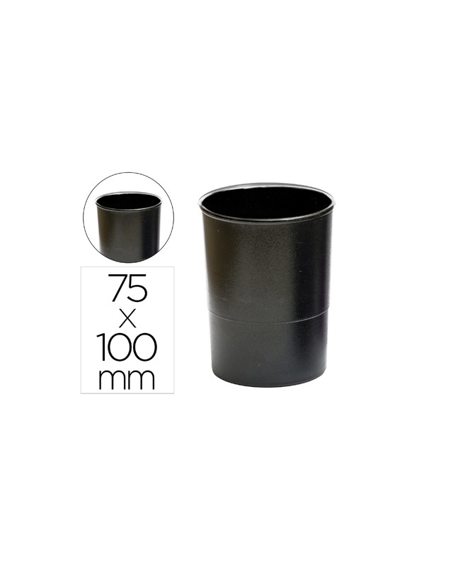 Cubilete portalapices q-connect negro opaco plastico 100% reciclado redondo diametro 75 mm alto 100 mm