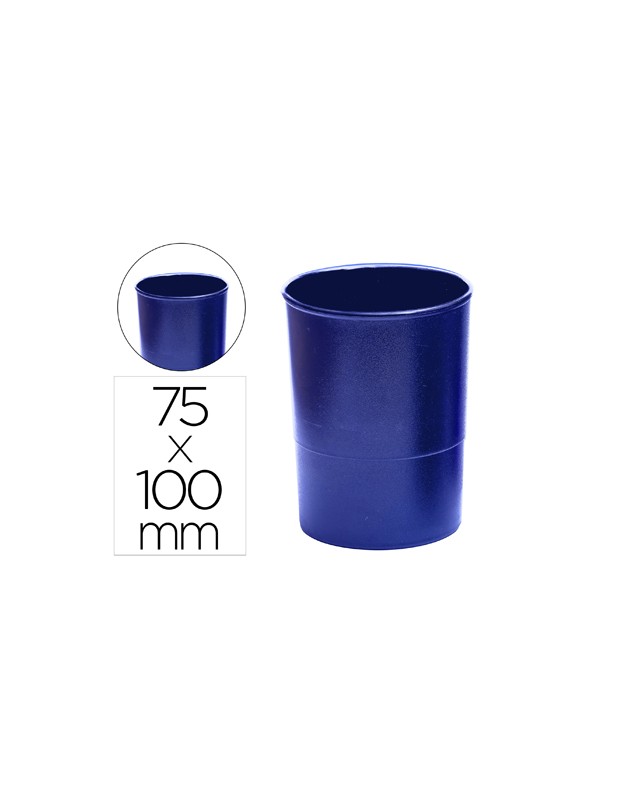 Cubilete portalapices q-connect azul opaco plastico redondo diametro 75 mm alto 100 mm