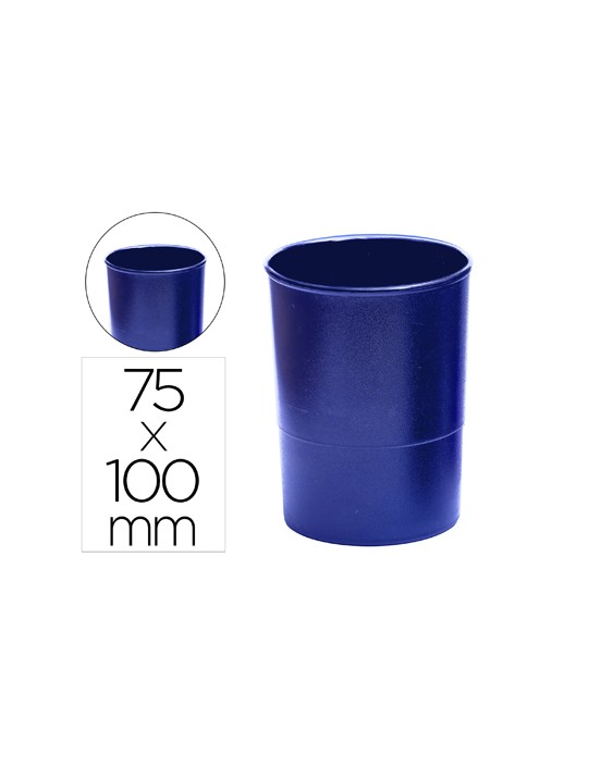 Cubilete portalapices q-connect azul opaco plastico redondo diametro 75 mm alto 100 mm