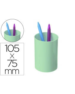 Cubilete portalapices archivo 2000 verde pastel opaco plastico 100% reciclado diametro 75 mm alto 105 mm