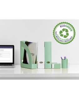 Cubilete portalapices archivo 2000 verde pastel opaco plastico 100% reciclado diametro 75 mm alto 105 mm