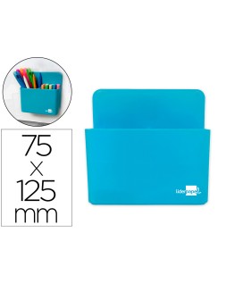 Cubilete portalapices liderpapel azul claro opaco plastico magnetico 125x75x40 mm