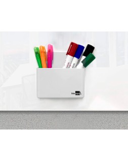 Cubilete portalapices liderpapel blanco opaco plastico magnetico 125x75x40 mm