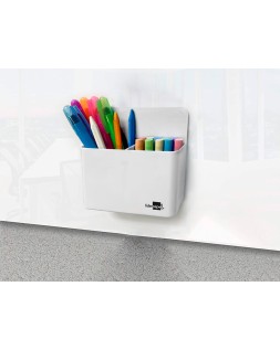 Cubilete portalapices liderpapel blanco opaco plastico magnetico 125x75x40 mm
