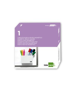 Cubilete portalapices liderpapel blanco opaco plastico magnetico 125x75x40 mm
