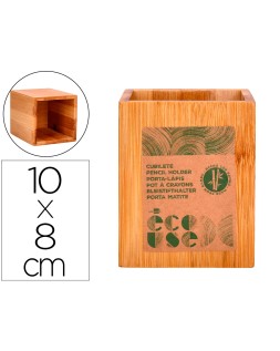 Cubilete portalapices liderpapel bambu 100% natural ecouse cuadrado 80x80x100 mm